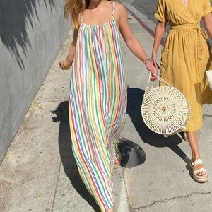 Zara rainbow striped maxi dress